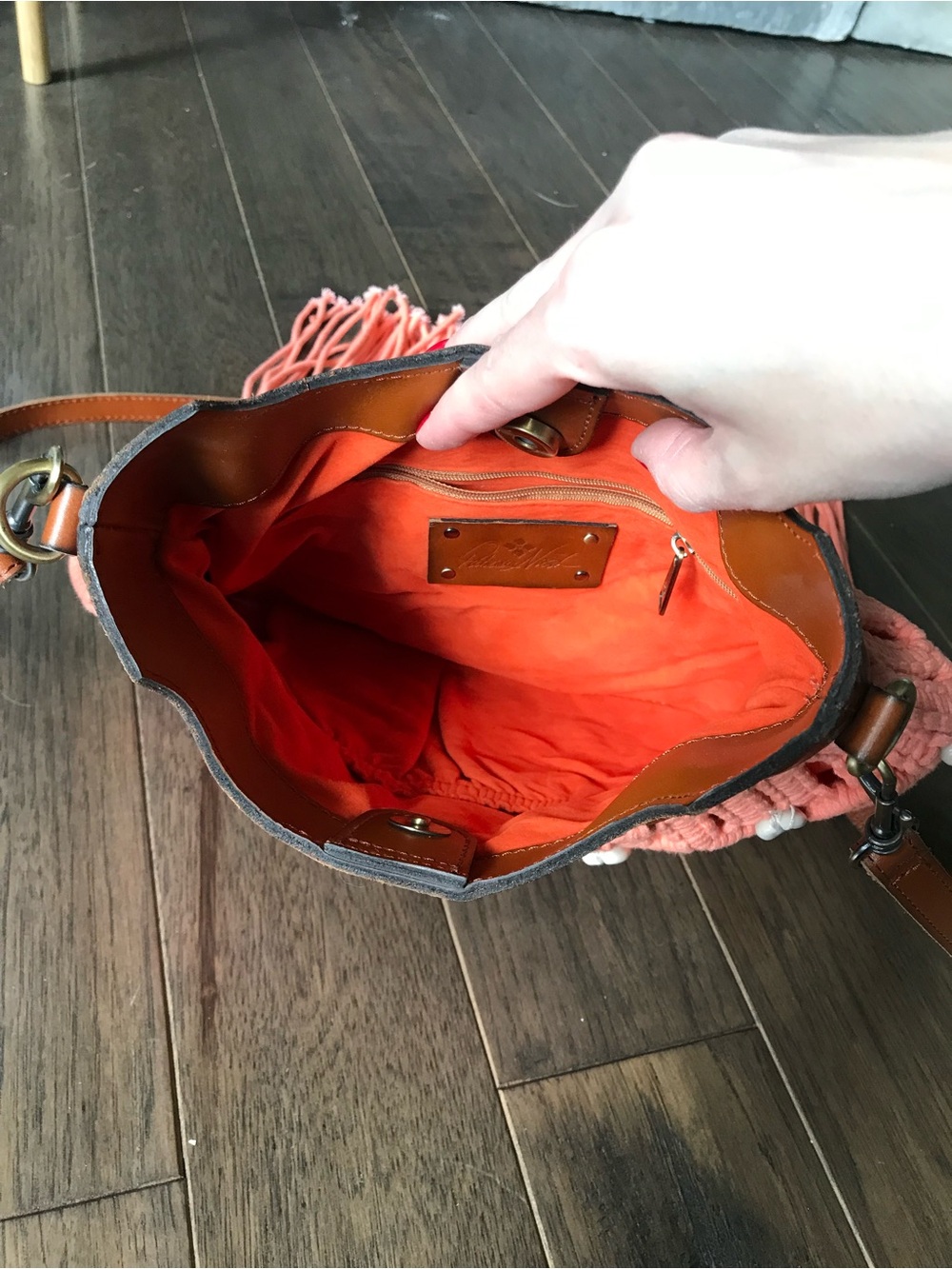 Patricia Nash Boho Fringe Macramé Crossbody – Coral/Shell – Like New – Rare - Picture 10 of 13